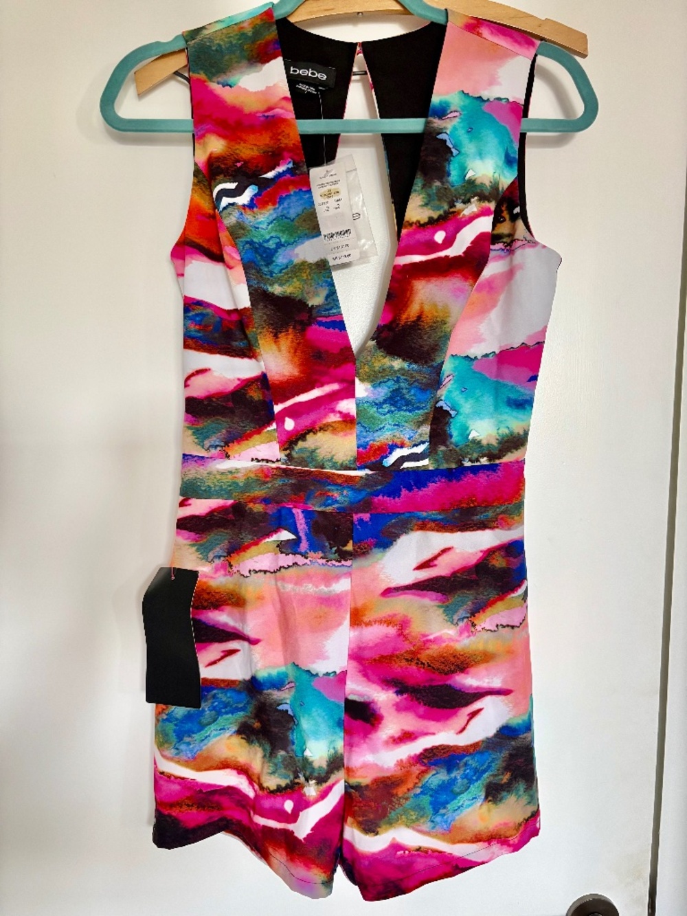 NWT Bebe Multicolor Backless Romper